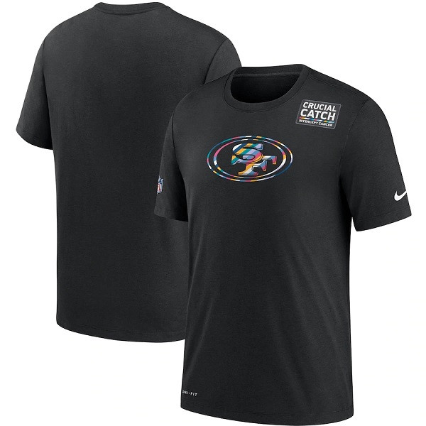 Men's San Francisco 49ers 2020 Black Sideline Crucial Catch Performance NFL T-Shirt